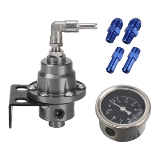 Regulador De Presión De Combustible Ajustable 1:1 - Aluminio Anodizado, 160 PSI, Medidor Azul