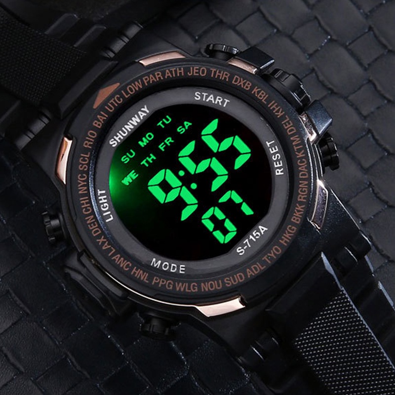 Reloj digital pantalla online negra