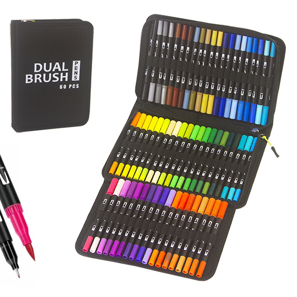 Set 120 Plumones Doble Punta Colores + Estuche