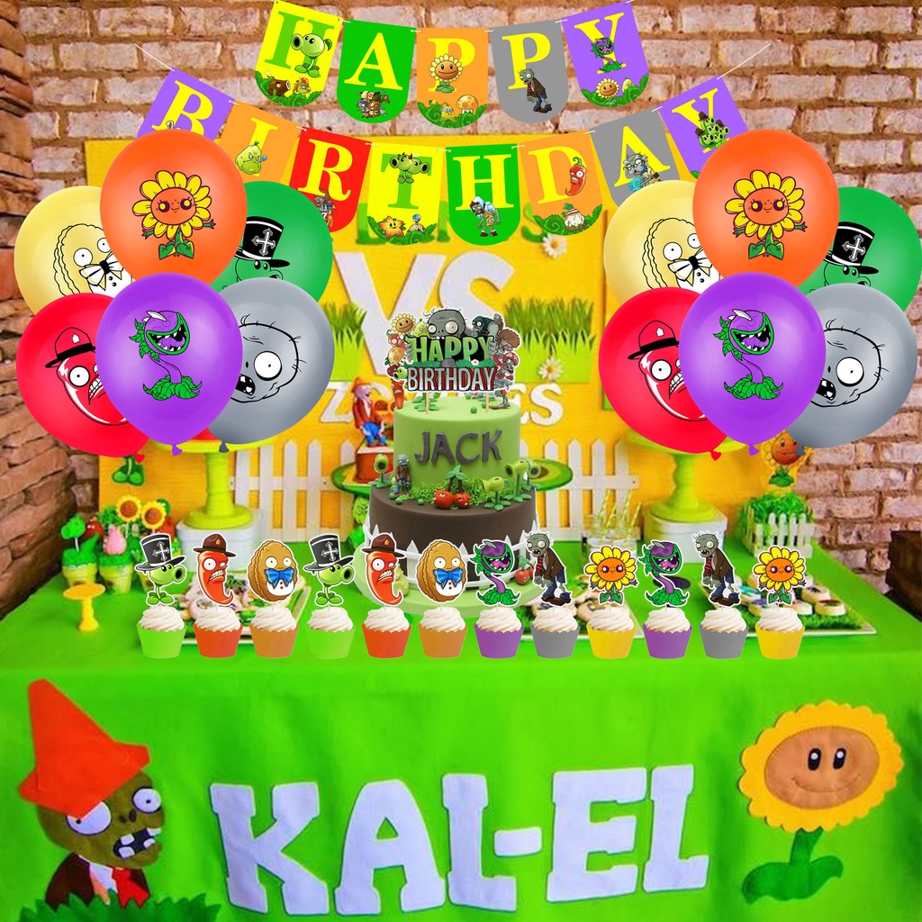 COD plantas de bacalao vs. Zombies globo Zombie de dibujos animados fiesta  tirando bandera bandera fiesta de cumpleaños decoración regalo barato |  Shopee México