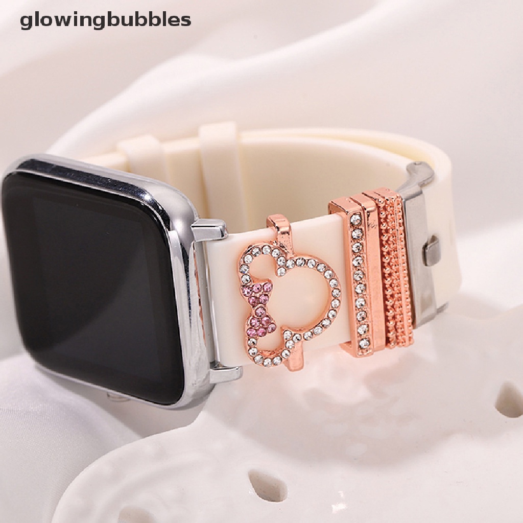 Accesorios de correa de silicona para reloj inteligente, anillo decorativo  con adornos de diamantes para pulsera de Apple Watch