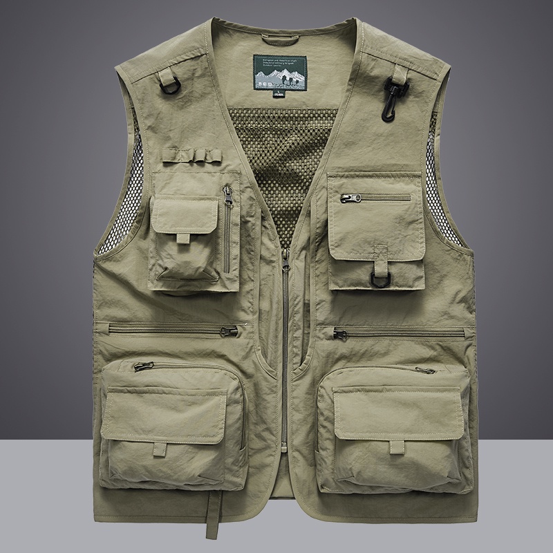 Chaleco de descarga para hombre, chaqueta sin mangas de malla con múltiples  bolsillos, equipo táctico militar