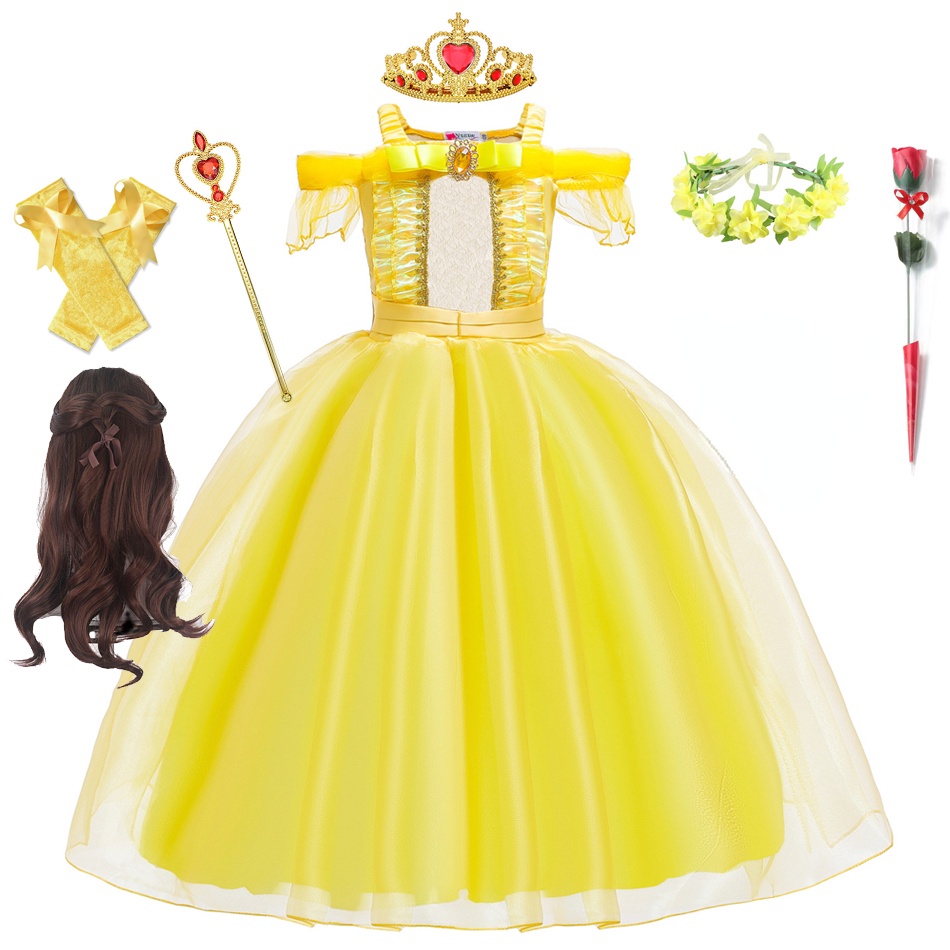 Vestido Princesa Belle Para Ni a Ni os De Bola Floral Ni o Cosplay