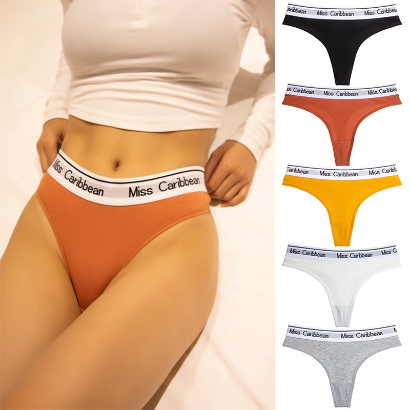 TrowBridge-bragas deportivas cómodas para mujer, tangas sexys con letras,  ropa interior de algodón transpirable, lencería