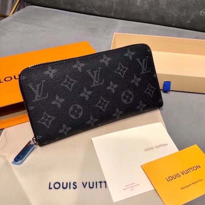 Con caja) 100% Original Auténtica Louis Vuitton LV Cartera para hombre  Nueva Clip corto Cartera de cuero con tarjetero negro
