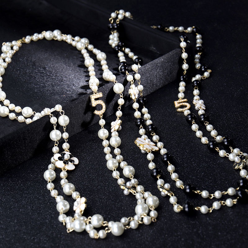 Collar largo de perlas de camelia para mujeres Collar de -  España