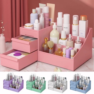 Organizador de maquillaje, pequeña caja de almacenamiento de plástico con  cajones, pequeña caja de almacenamiento de maquillaje de baño, multifunción