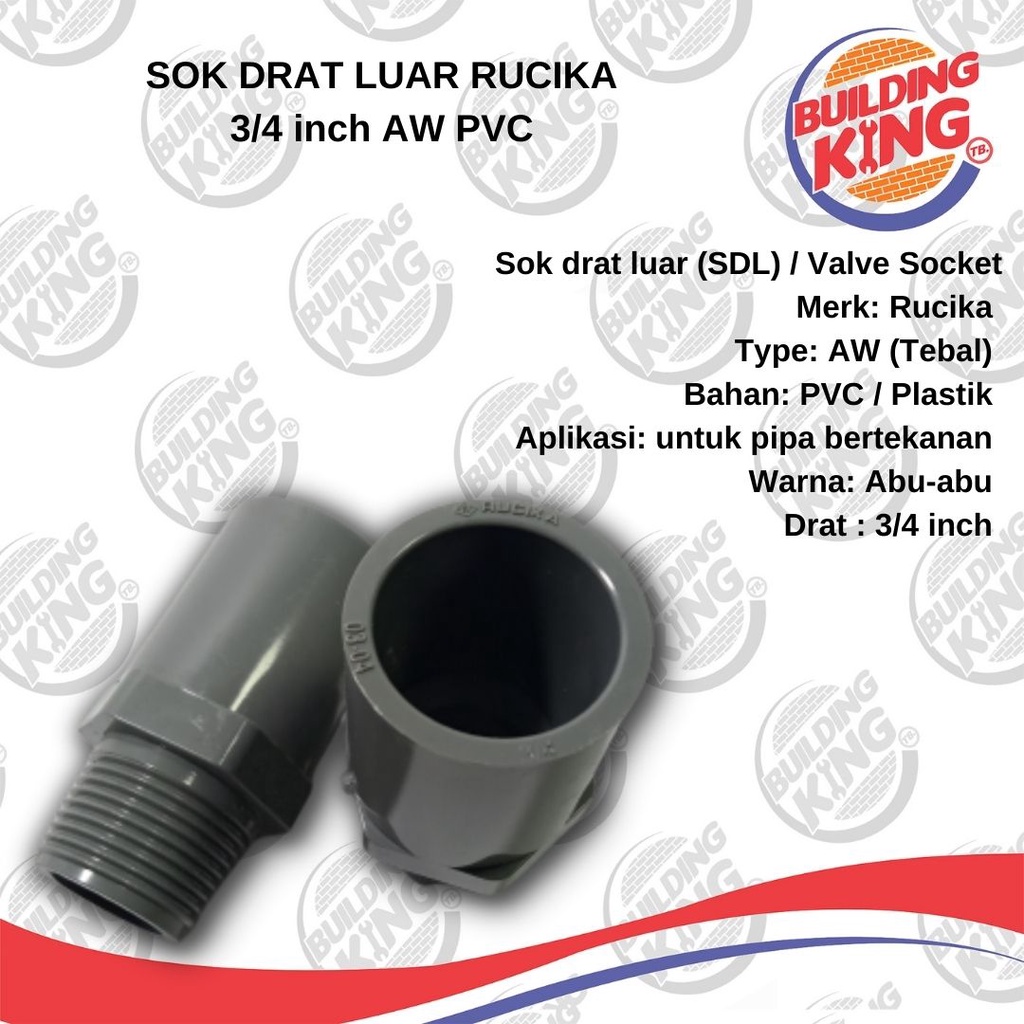 Rucika PVC Fittings Rucika Sok Drat Outdoor AW SDL 3/4" pulgadas