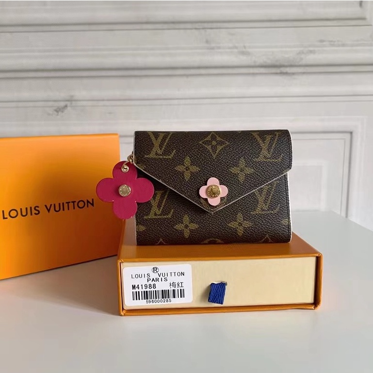 Con Caja] Cartera De Cuero De Vaca LV/Louis Vuitton 100 % Original , Corta  Cero Para Mujer 41938