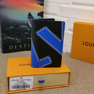 100 % Original Auténtico Louis Vuitton LV Nuevo Tarjetero Para Hombre  M81470 Azul PF SLENDER Clip Corto Cartera Con Caja