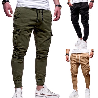 Pantalones Cargo Para Hombre Cinta Lateral Suelta Jogger Negro Beige  Ejército Verde