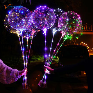 1 Juego de globos LED con soporte de columna, globo transparente luminoso,  tira
