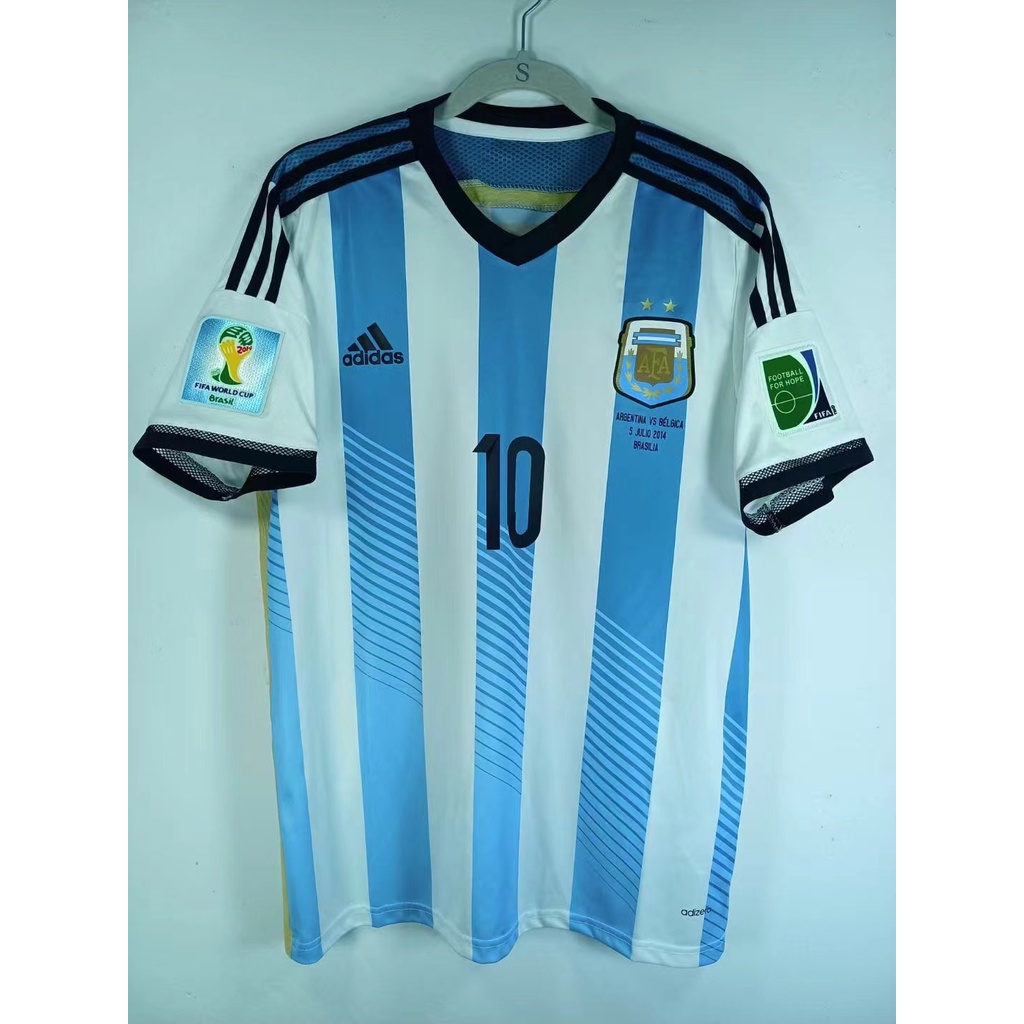 Messi Argentina 2014 WORLD CUP FINAL Away Soccer Jersey Shirt L SKU# G75187