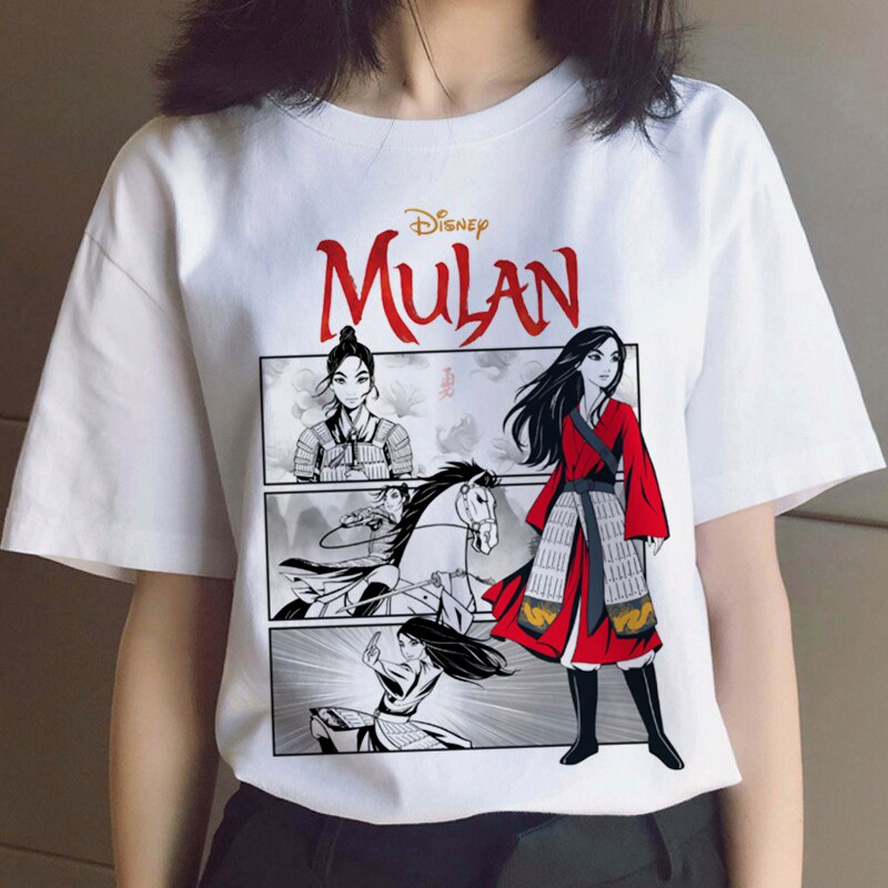 Divertido Mulan Harajuku Dibujos Animados Princesa Disney Camiseta Vintage Grafico Streetwear Verano Casual 90s Coreano Top Tees Shopee Mexico