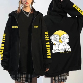 Sudadera Con Capucha Anime Banana Fish Cremallera Harajuku Suelta