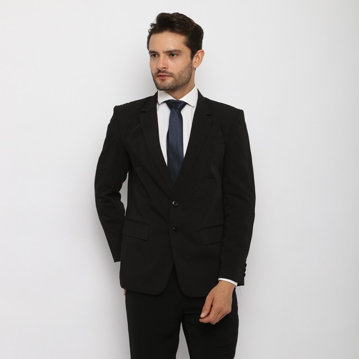 Blazer hombre traje negro lista de traje formal traje liso M