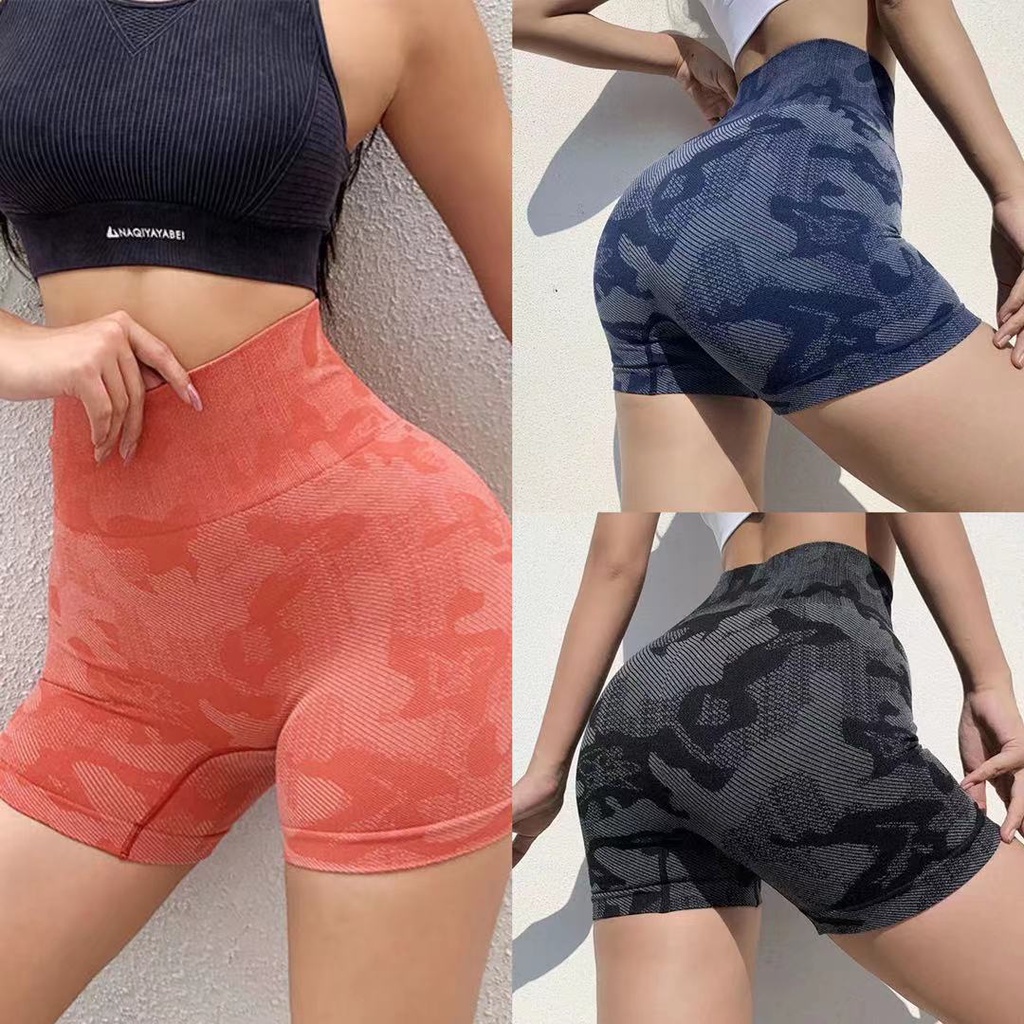 Pantalones de Fitness sin costuras Tie-dye para mujer/pantalones cortos  ajustados deportivos de cintura alta para levantar la cadera correr