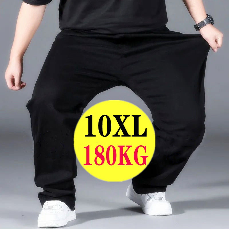 Talla Grande 60 185KG Hombres Negro Pantalones Transpirables Sueltos De Gran Tama o