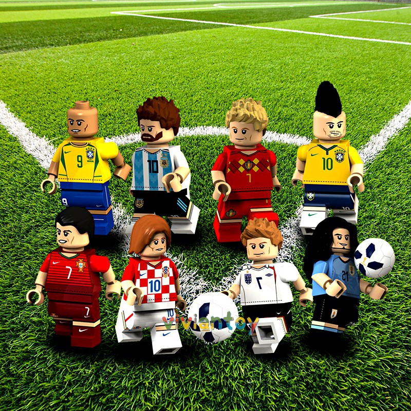 Minifiguras De Fútbol Lego Bloques De Construcción Messi Ronaldo