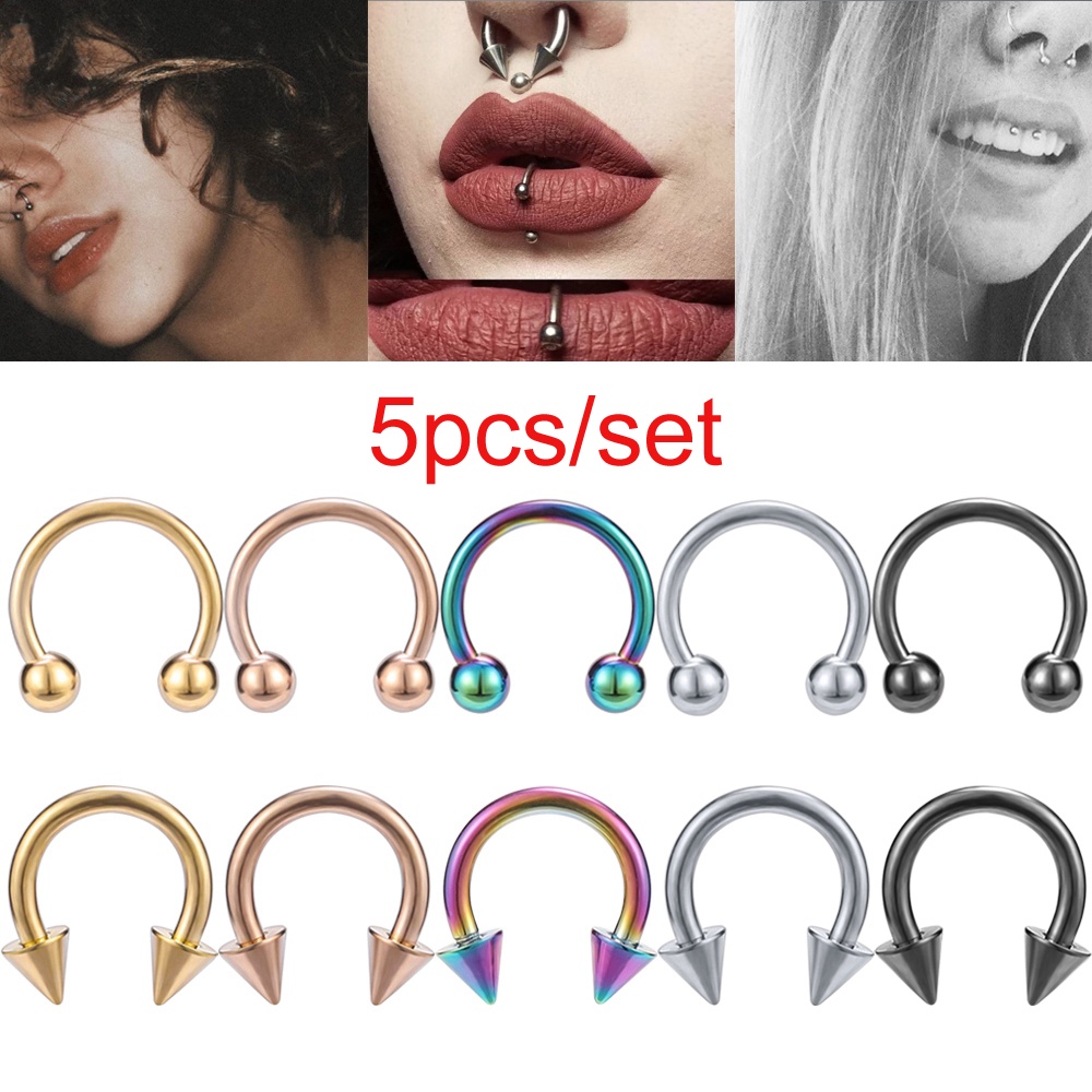 5 Piezas/Juego De Piercings De Nariz Con Espiga Para De Hélice Para