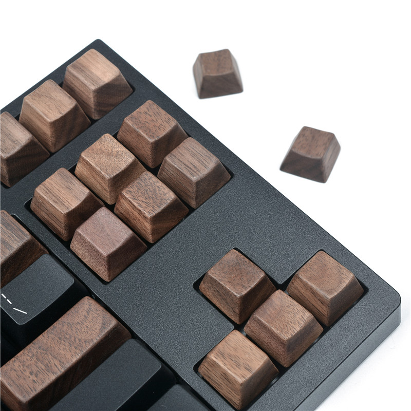 Teclado Mecánico Keycaps Negro Nogal Madera Maciza Key Caps WASD Enter ...