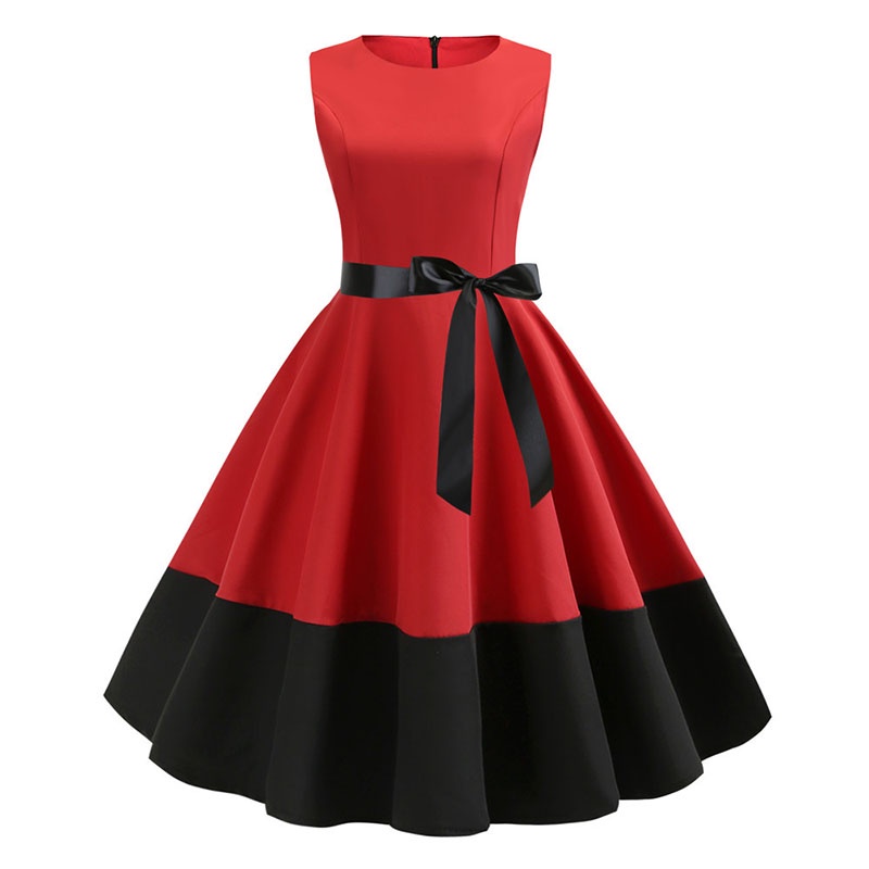 Verano de las mujeres 50s 60s Retro Vintage vestido Casual sin mangas  elegante túnica Rockabilly Swing Pin Up vestido de fiesta