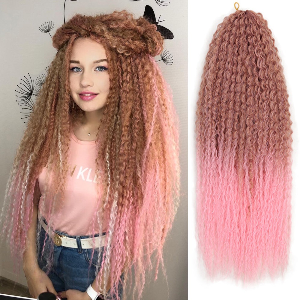 18 Inch Soft Long Synthetic Crochet Hair Yaki Kinky Curly Hairs