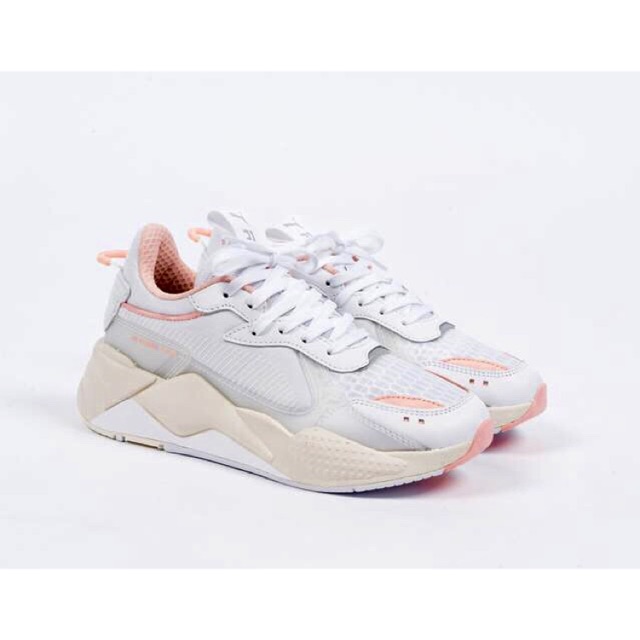 Original Premium Puma RsX RS X Full All Triple blanco rosa melocoton zapatos liso blanco mujeres ninas