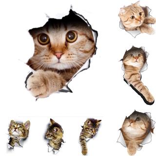 Comprar Pegatinas de pared de baño de gatos de dibujos animados 3D