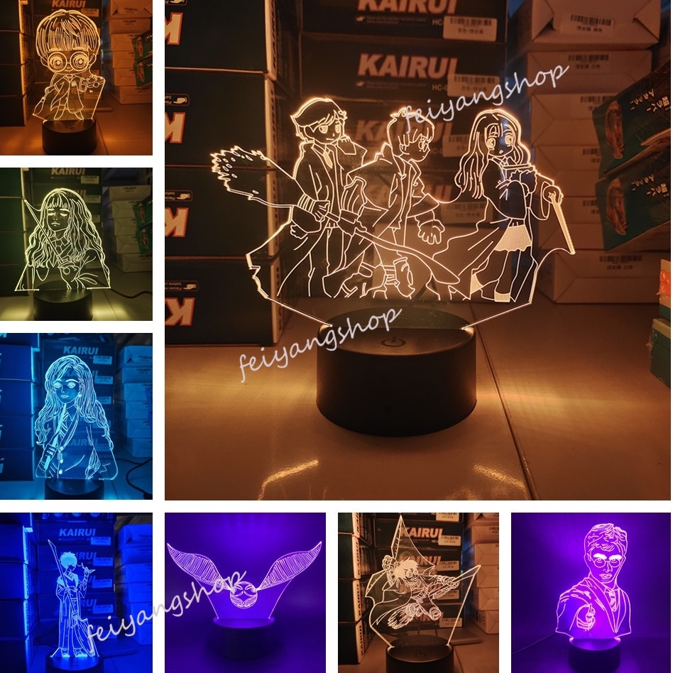 Lámpara de noche 3D de Harry Potter, figura de Anime, Juguetes Led
