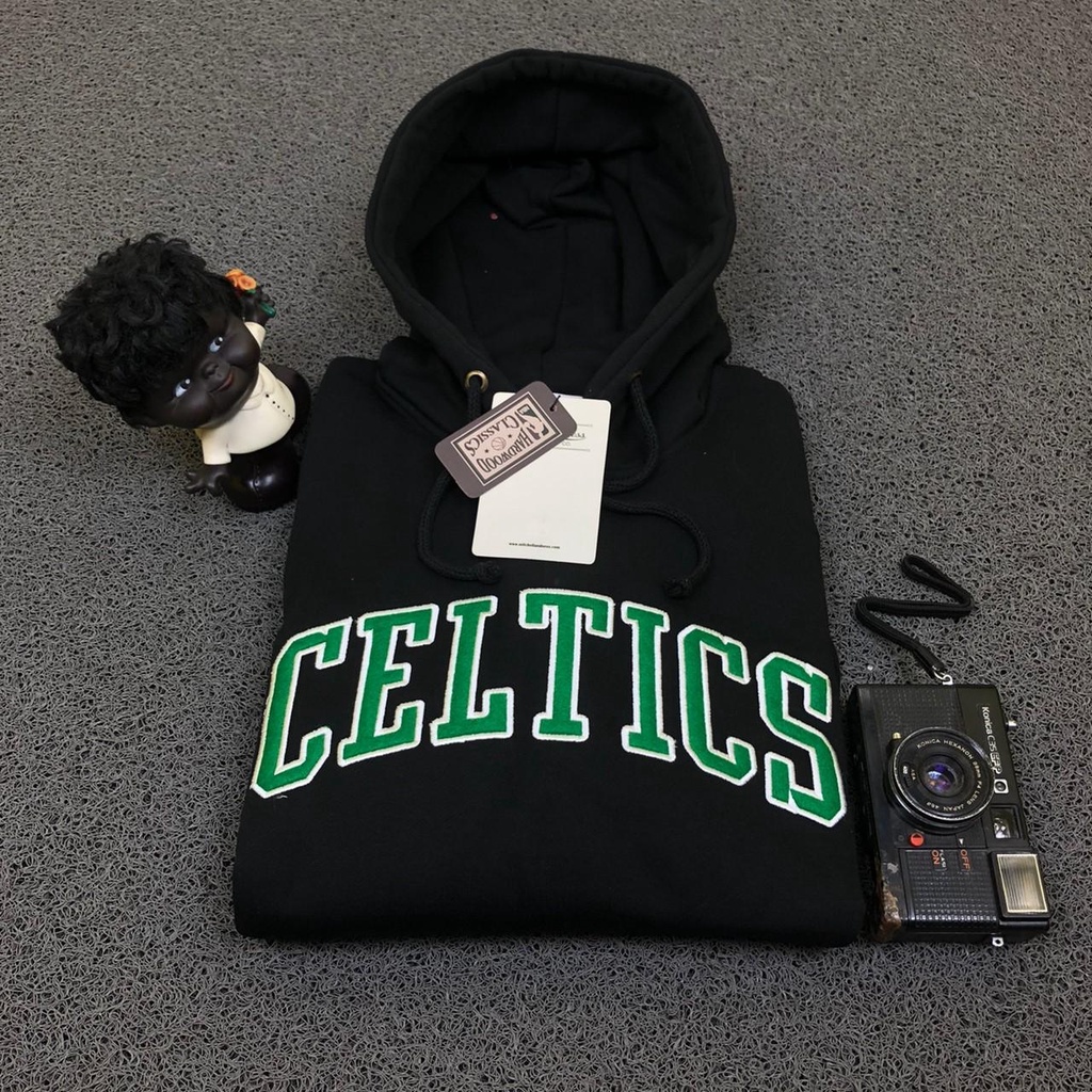 Chamarra su ter sudadera con capucha MITCHELL NESS BOSTON CELTICS negro PREMIUM aut ntico BESTSELLER