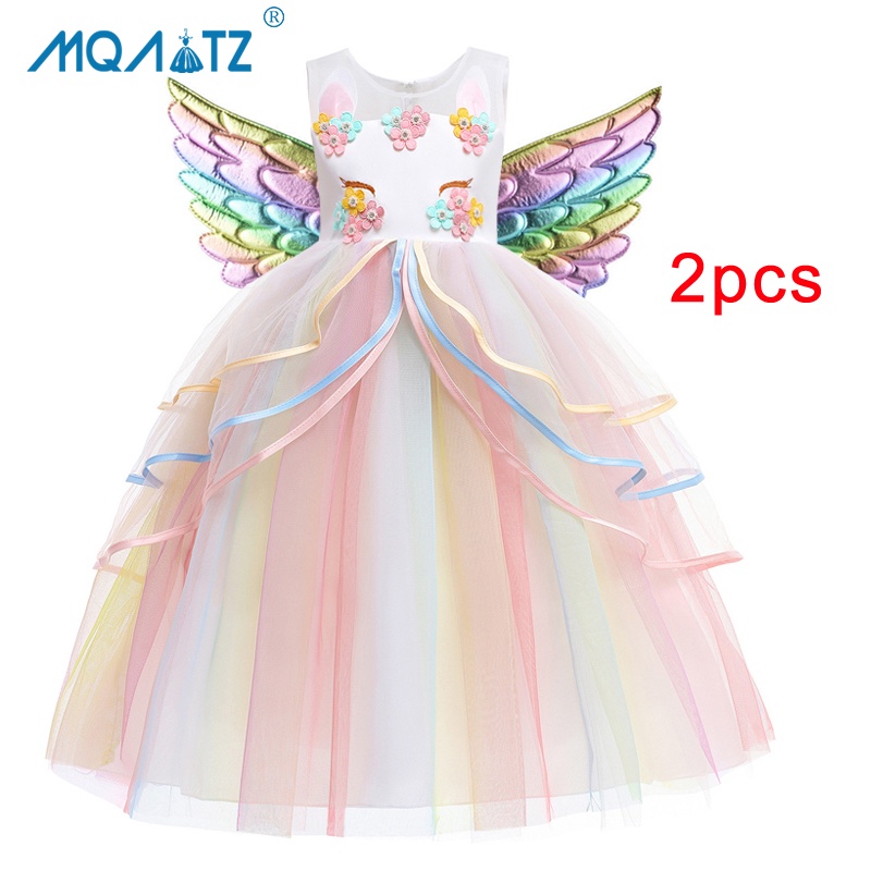 MQATZ Flor Ni as Unicornio Vestidos Arco Iris Vestido De Fiesta Ni a Cumplea os Ni os Disfraces De Cosplay Ropa De