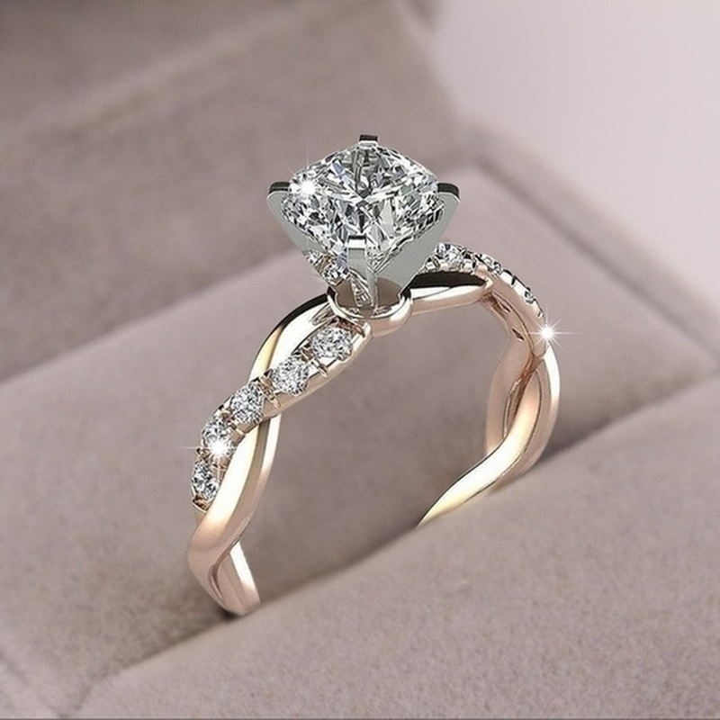 Anillo De Diamantes De Plata Esterlina 925 Con Forma Torcida Banda De Boda 18 Kgp Dos Tonos Rosa Oro Moda Anillos De Compromiso Para Mujeres 4 11 Shopee Mexico