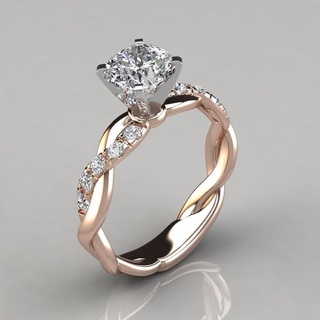 Anillo para mujer de plata 925 chapado redondo zafiro blanco anillo de boda  6-10