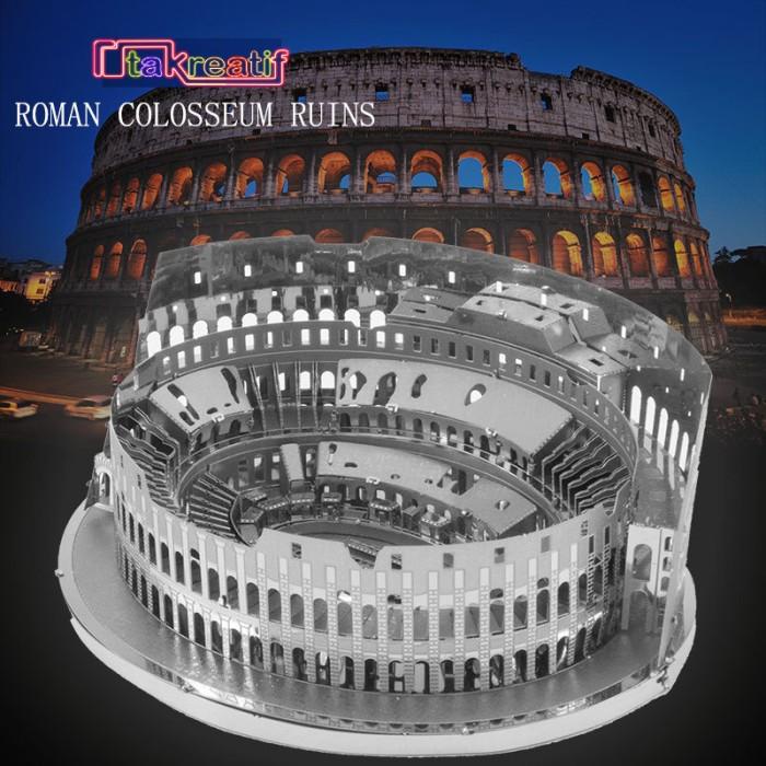 Puzzle Diy rompecabezas de Metal 3D romano coliseo ruinas modelo