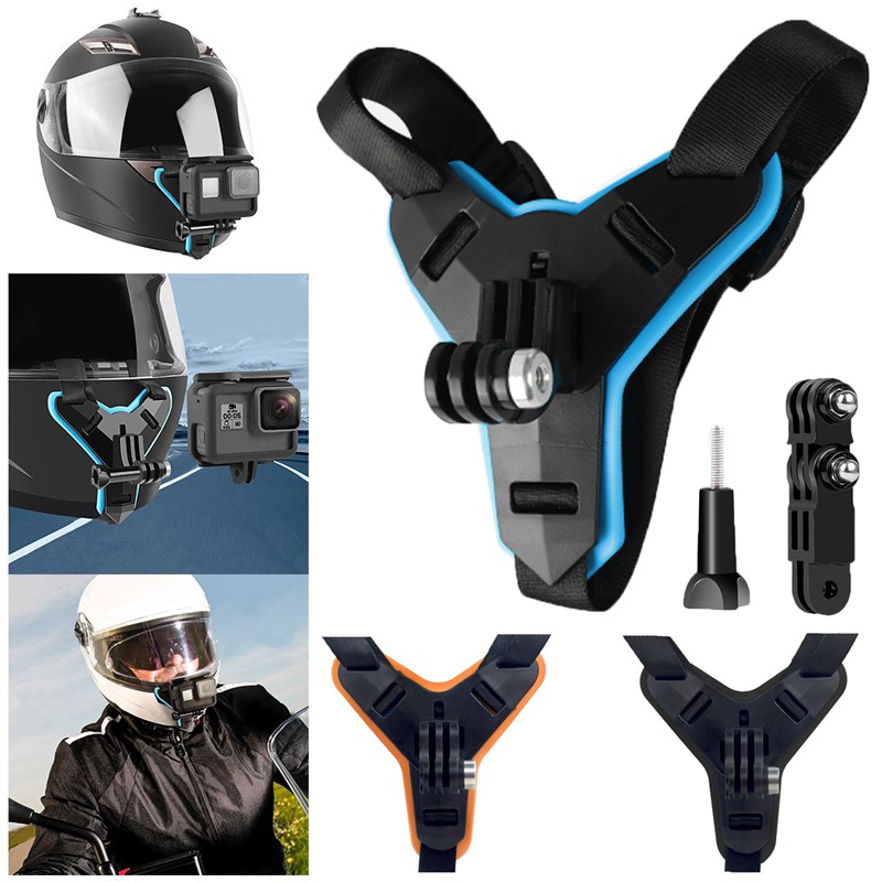 3 en 1] soporte de barbilla frontal para casco de motocicleta, soporte para  cámara de acción Gopro