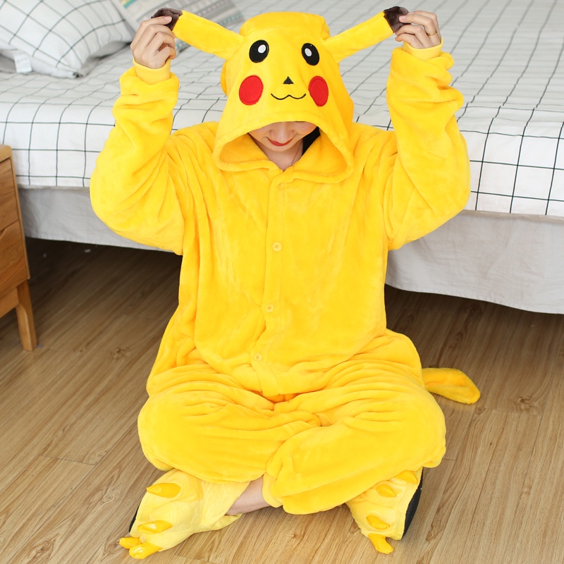 HOT Adulto Mujeres Hombres onesie Pokemon Pikachu traje de Halloween  cosplay pijamas ropa de dormir de franela chándal pijama de otoño invierno  - AliExpress