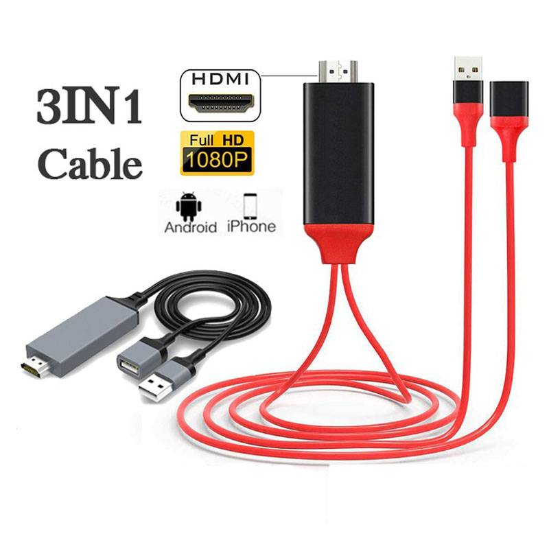 cable Universal De Teléfono A TV De 1 M 1080P HDMI Espejo Adaptador Para  iPhone/Android