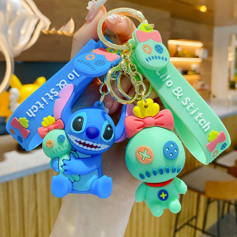 Disney Stitch Llavero Figuras De Muñeca Juguete Scrump Colgante Pequeño  Lindo Bolsa Accesorios Para Niños Cumpleaños