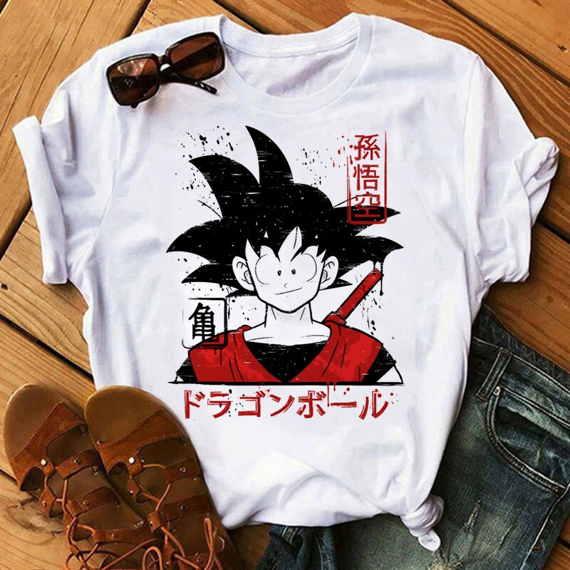 Dragon Ball Vegeta Son Goku Verano top Femenino harajuku Blanco Camiseta Ropa | Shopee México