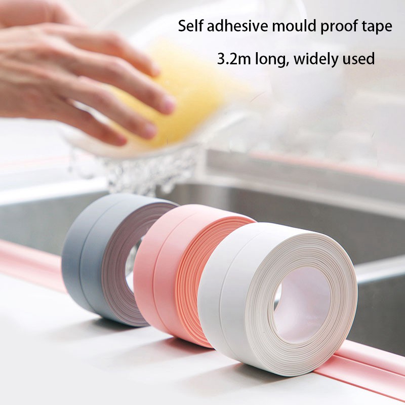 Sello de silicona blanco para baño, cinta de sellado para cocina o baño,  cinta autoadhesiva a