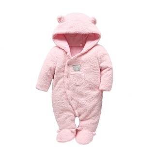 invierno bebé mameluco de manga larga con capucha suave oso de peluche  forro polar recién nacido bebé algodón monos