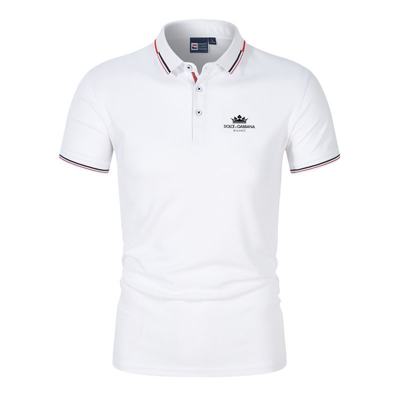 Dolce Gabbana hombres Polo oficina Casual negocios camiseta de alta calidad solapa manga corta Golf Polos Tops