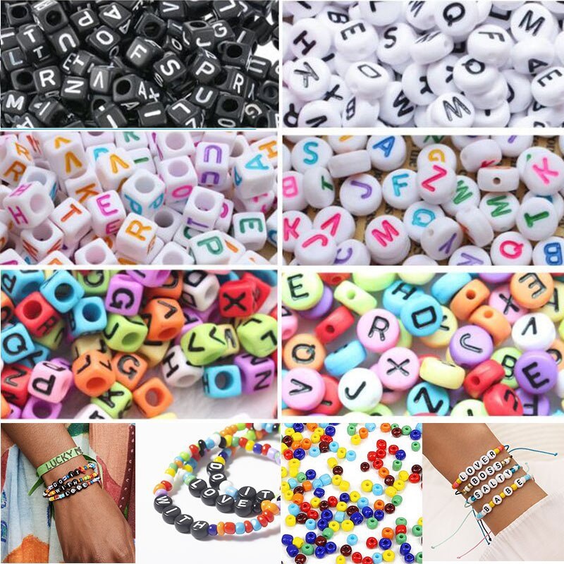 6 mm 100 piezas de acrílico número corazón letra cuentas DIY para