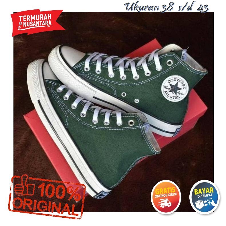 seta viva compañera de clases Syahwaolshop Converse zapatos de lona 12'Os verde ejército Premium Converse  alta Original verde ejército bota | Shopee México