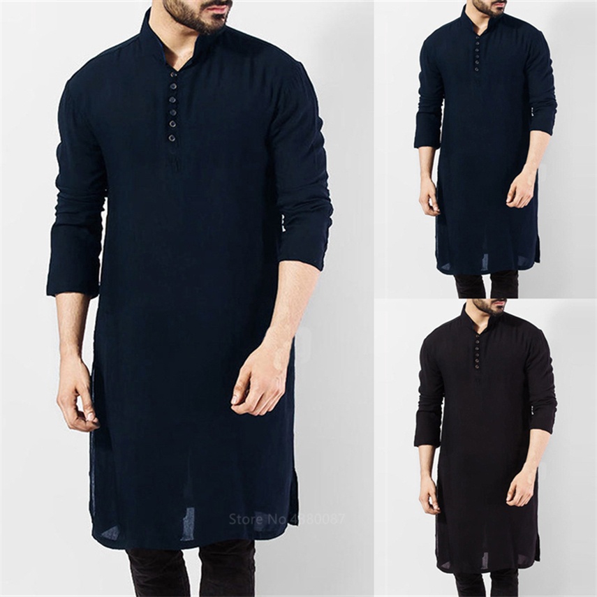 Ropa Islamica Para Musulman Moda Hombre Tunicas Largas Solida Manga Larga Arabe Simple Casual Para Jubba Thobe Shopee Mexico