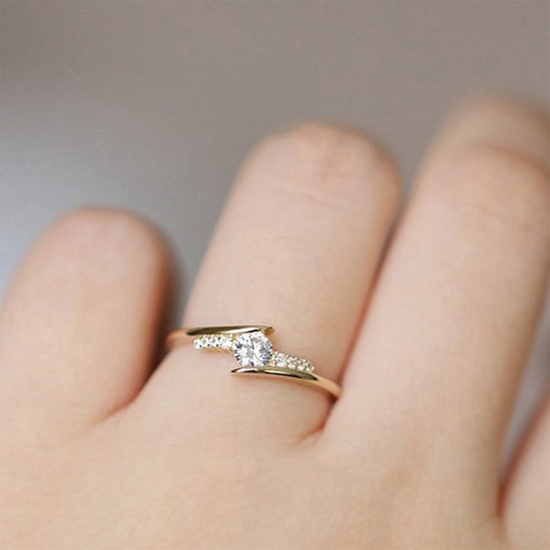 Anillo De Boda De Diseno Moderno Para Mujeres Incrustacion De Piedra De Circonio Cubico AAA Anillos De Compromiso De Color Dorado De Lujo Shopee Mexico