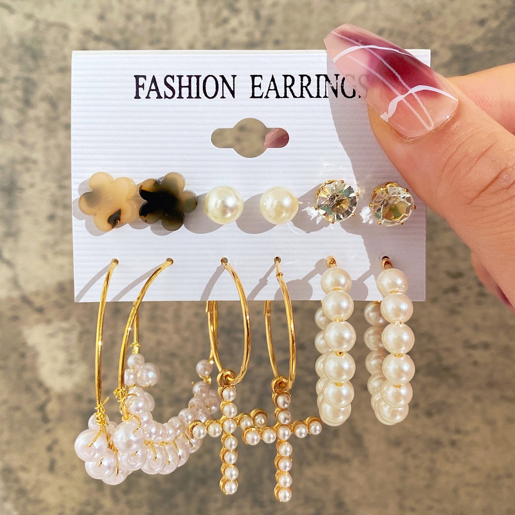 1 par de pendient con flor de perlas falsas, tilo europeo y americano INS, para citas, vacacion y fitas de mujer | Mode de Mujer | SHEIN paña