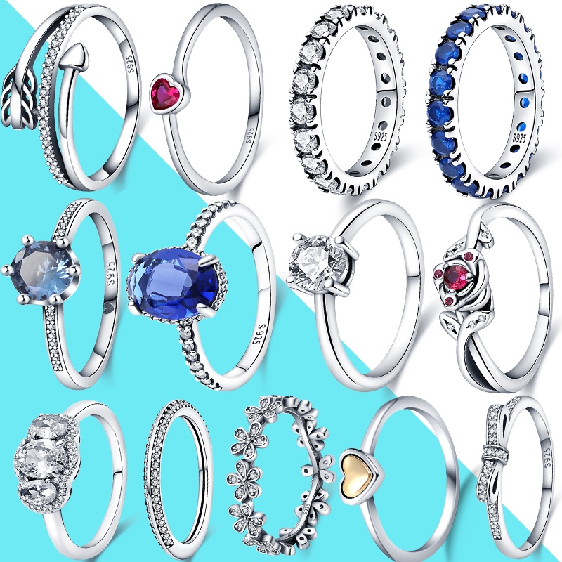 Anillos de Compromiso de plata de lujo para mujer, joyería