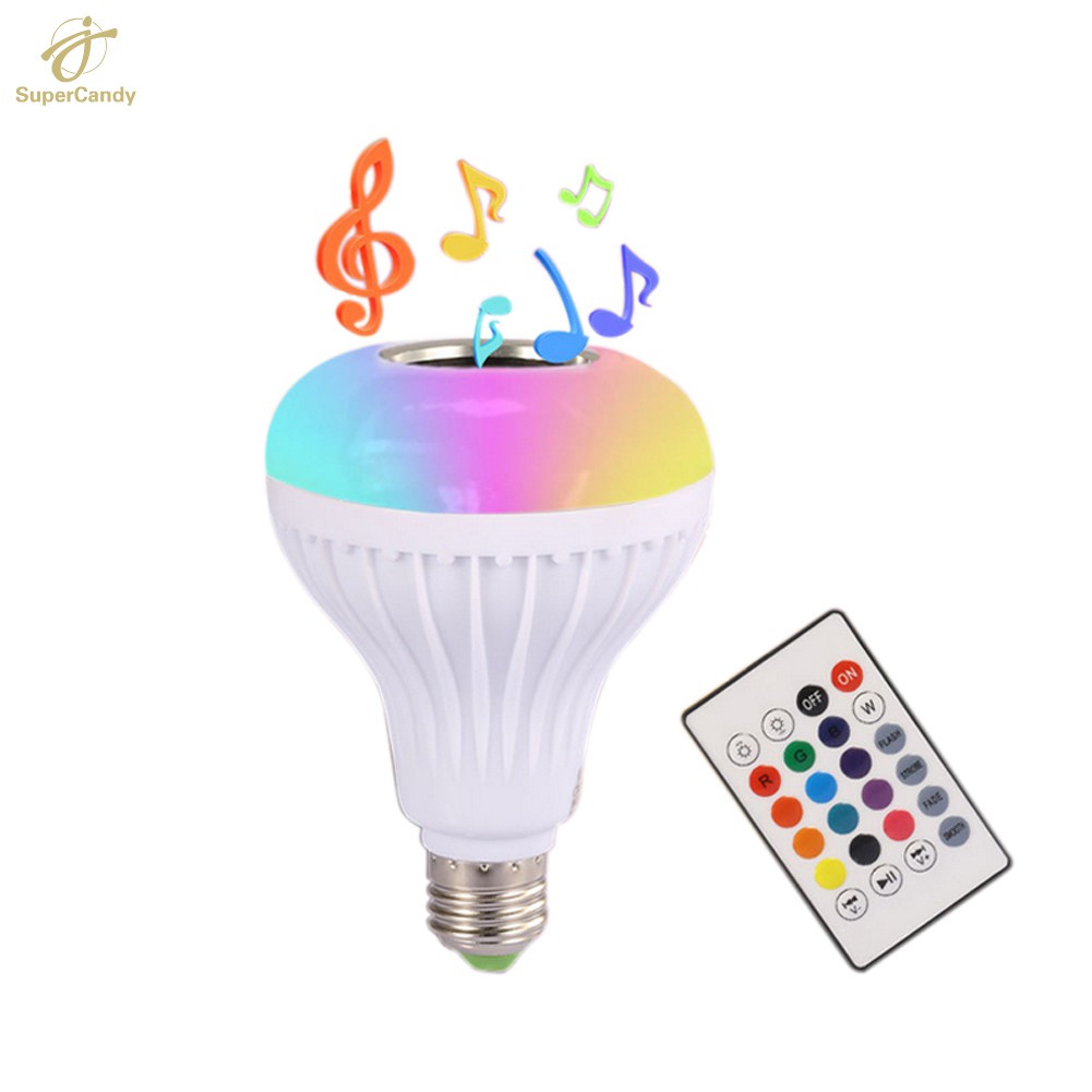 Lámpara de música inteligente RGB, altavoz de color RGB E27 de 24W,  bombillas inalámbricas, luz que cambia de Color musical, características  mejoradas